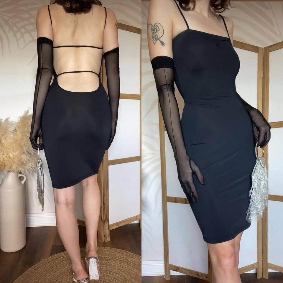 Nick Coleman black open back mini dress uk 10