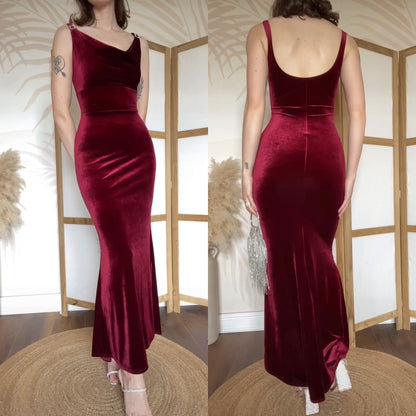 Red velvet stretch bodycon dress uk 10