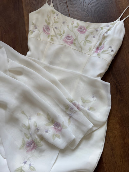 Elegant ivory wedding dress & shawl uk 10-12