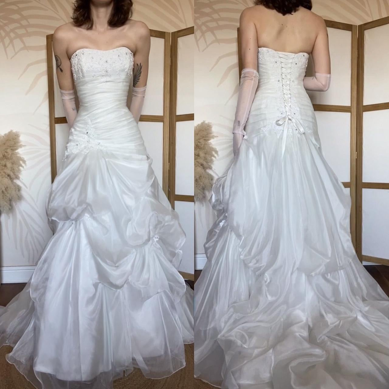 Maggie Sottero white organza wedding dress uk 14