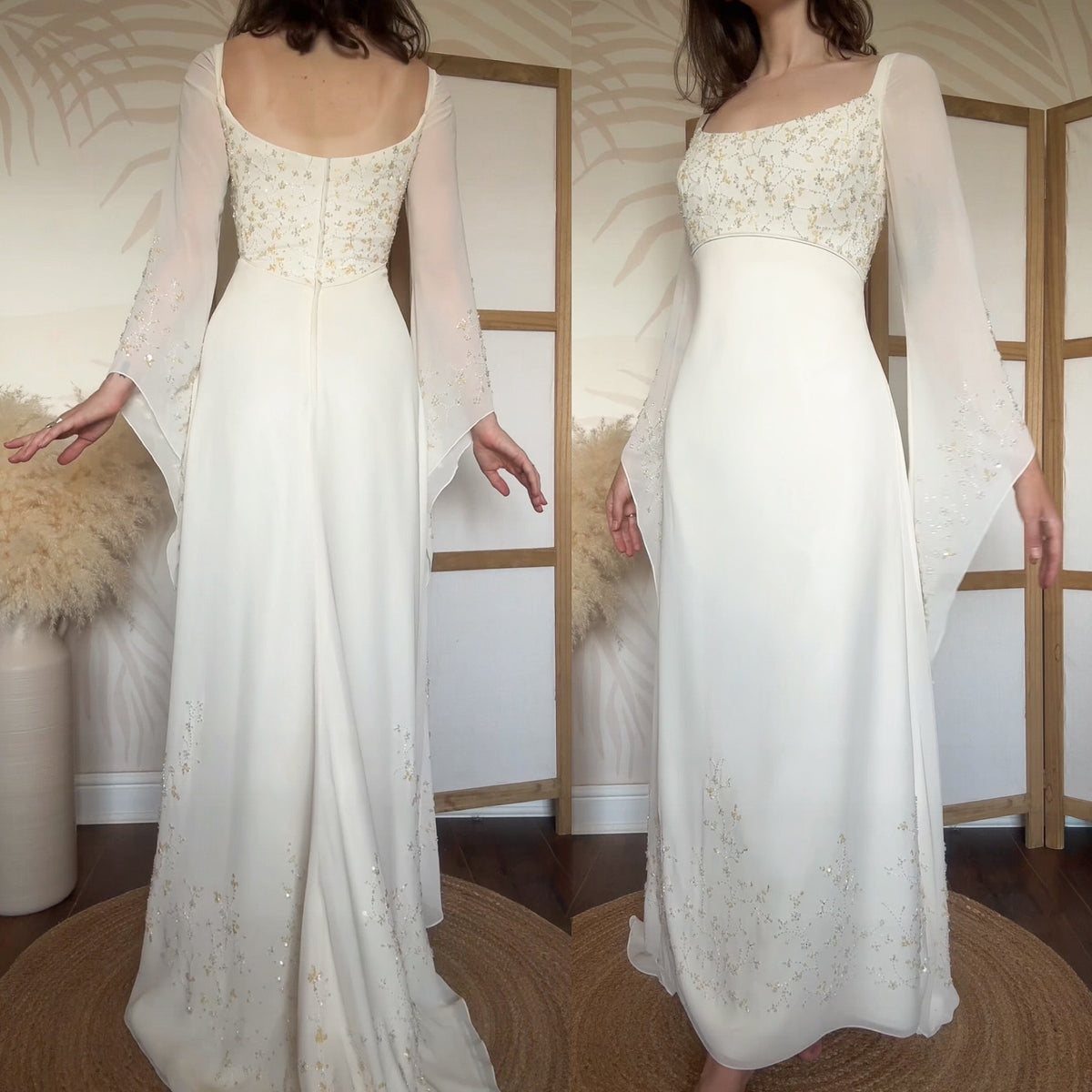 Ivory long sleeve ethereal wedding dress uk 14