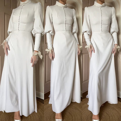 Ellis white long balloon sleeve wedding dress UK 8-10