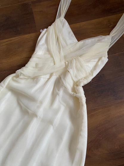 Niki Livas cream tulle summer wedding dress uk 12