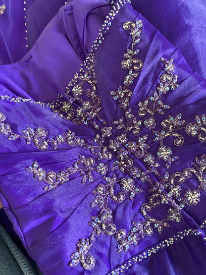 Hilary Morgan purple strapless a-line prom dress UK 6/8