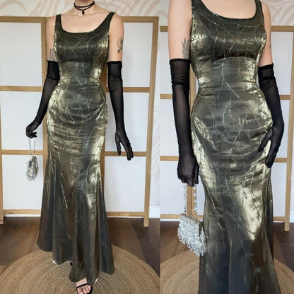 Christine Elizabeth iridescent green beaded gown UK 12