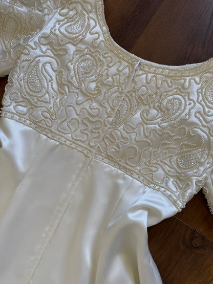 Hilary Morgan ivory satin wedding dress uk 12