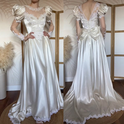 Gianni Balenti ivory satin 80s wedding dress uk 10