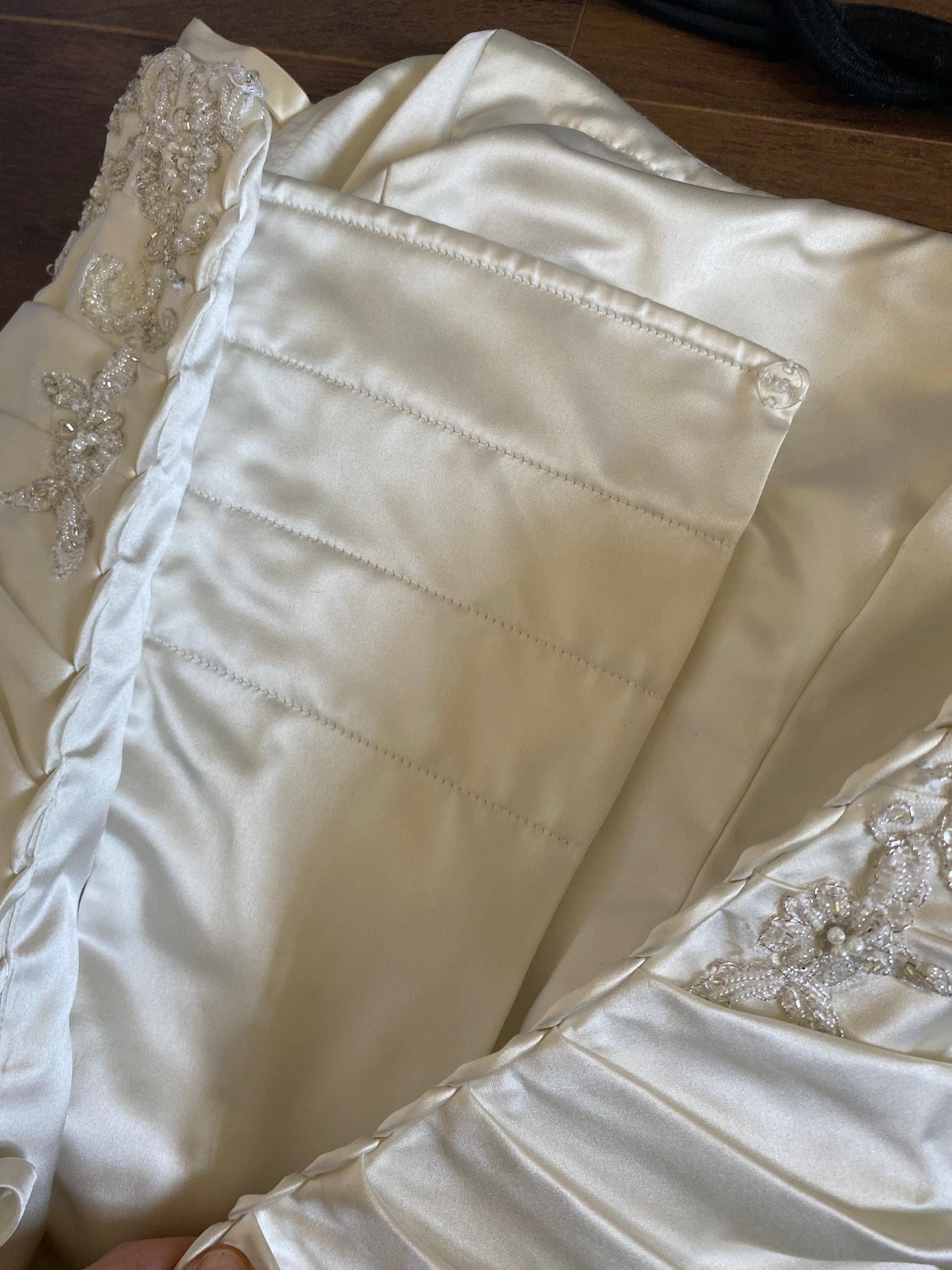 Ivory satin fit & flare wedding dress uk 8-10