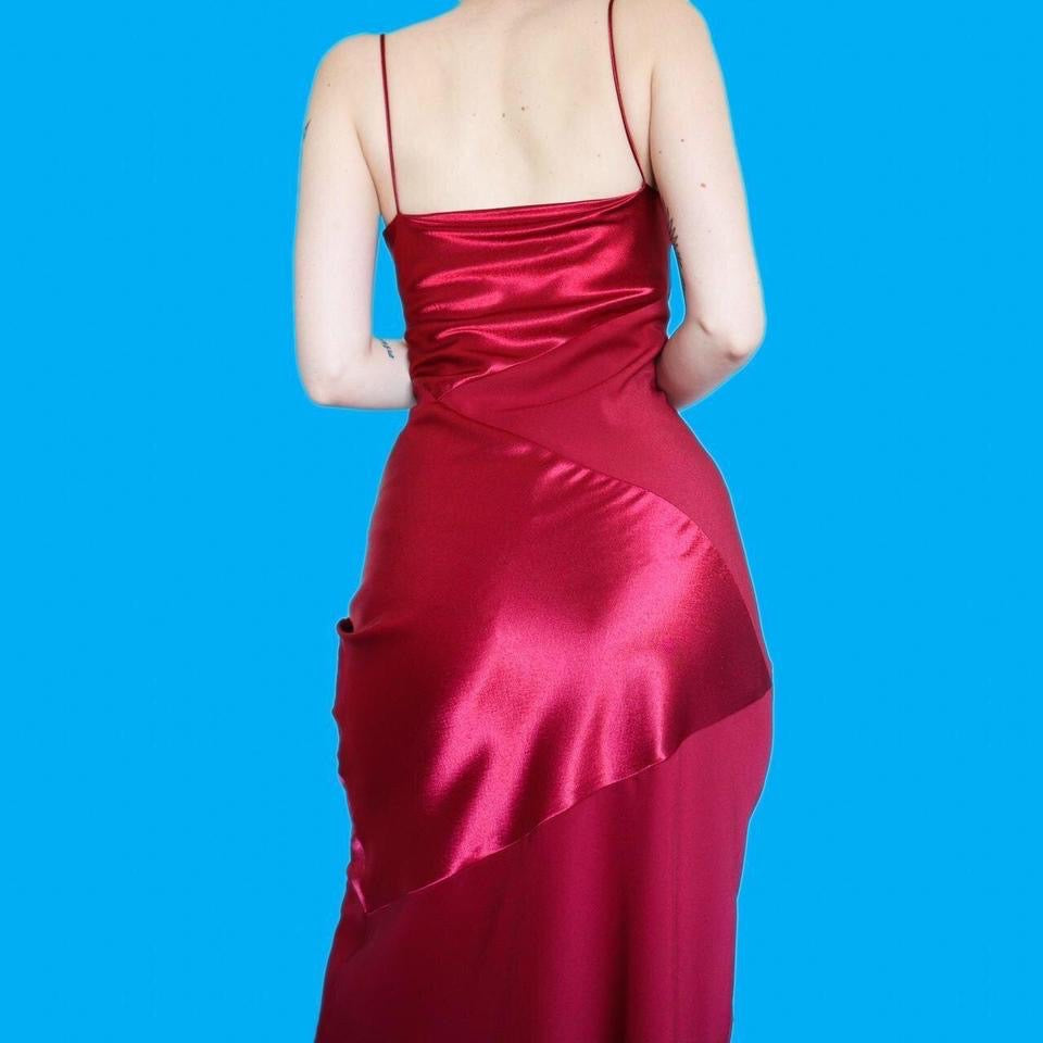 Red slip satin evening dress UK 10