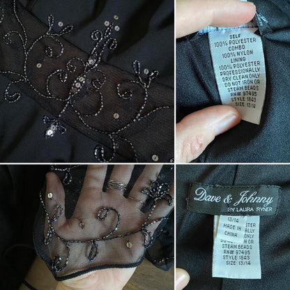 Dave & Johnny beaded sheer detail evening dress uk 14