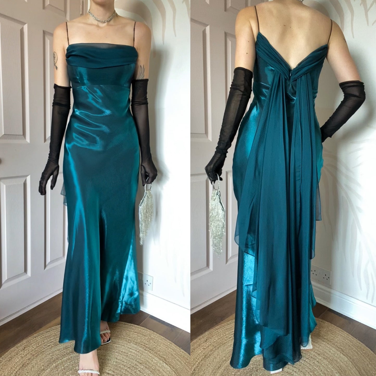 Teal Dave & Johnny silky evening dress UK 12