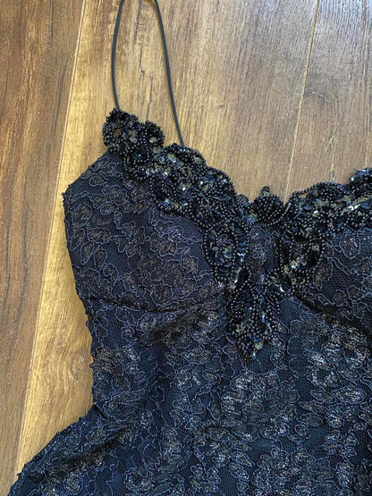 Bernshaw black lace stretch evening dress UK 8