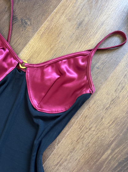 Black & pink stretch bodycon dress uk 10