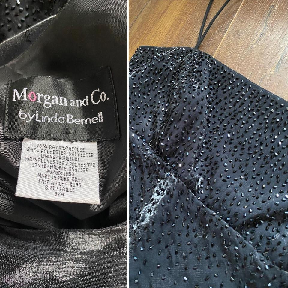 Morgan & Co black silky beaded dress uk 8