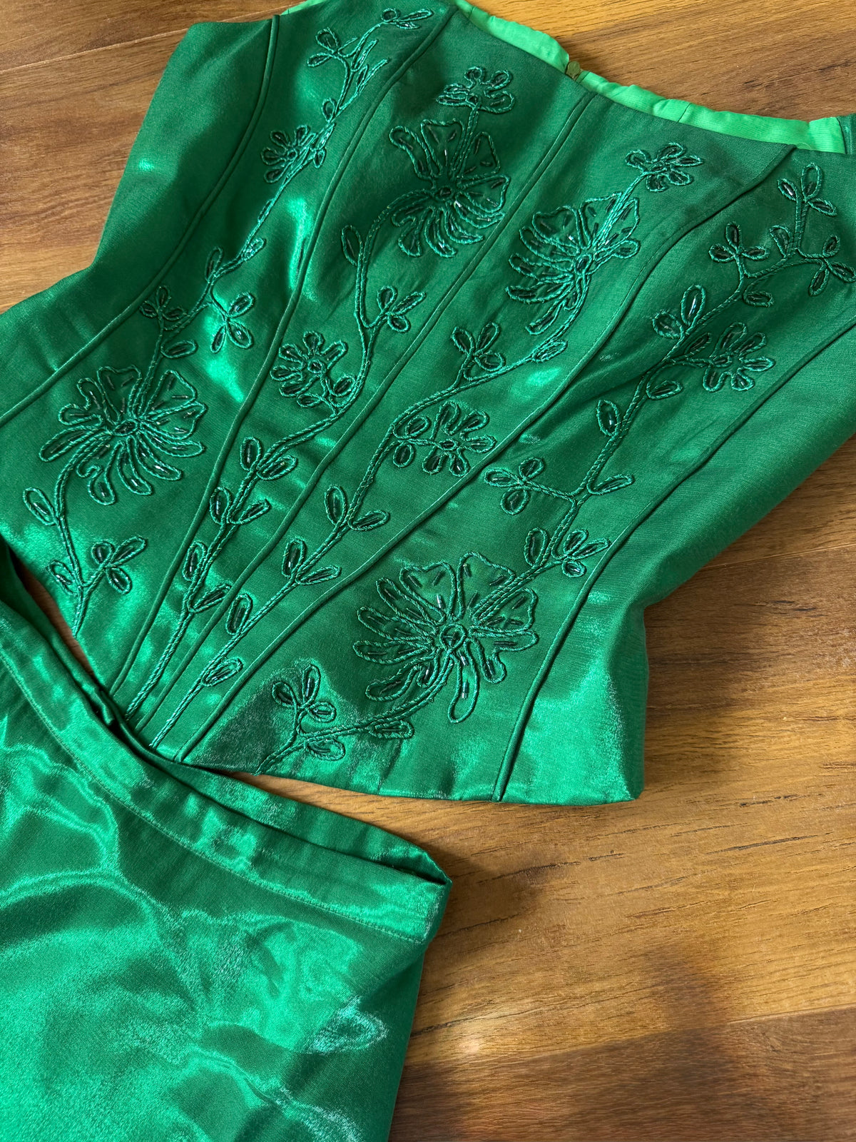 Forest green shimmery 3-piece prom set uk 12