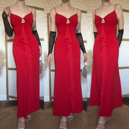 Red stretch bodycon evening dress uk 10-12
