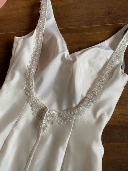 Hilary Morgan ivory open back wedding dress uk 10