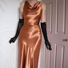 Load image into Gallery viewer, YVE London copper silky evening gown UK 8
