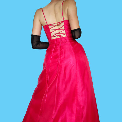 Nightway pink beaded a-line evening dress UK 10
