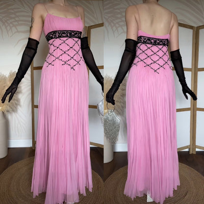 Patric Casey pink 100% silk evening dress uk 10-12
