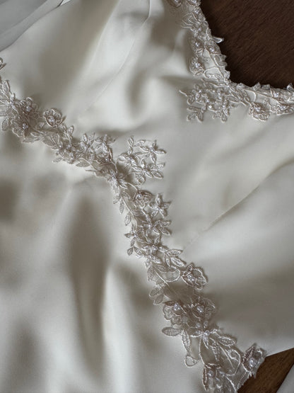 Ivory long sleeve ethereal wedding dress uk 10-12