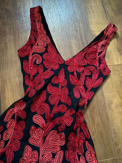 Beautiful red & black stretch a line midi dress UK 8 & UK 12 available