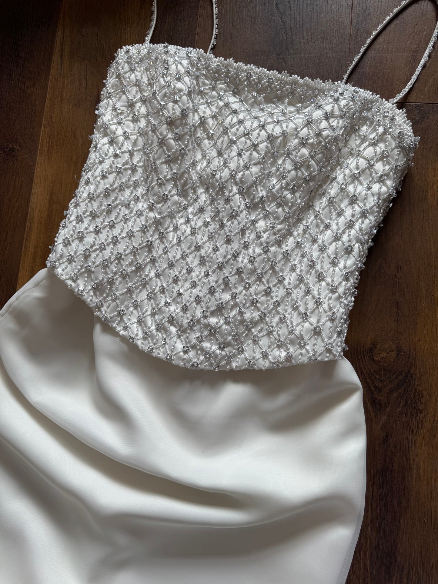 White lace & bead wedding dress uk 12