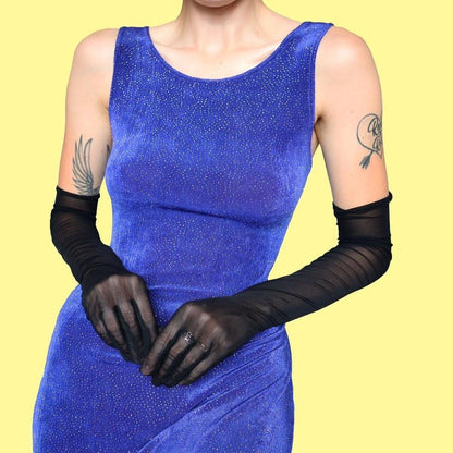 Blue glittery stretch evening dress UK 12