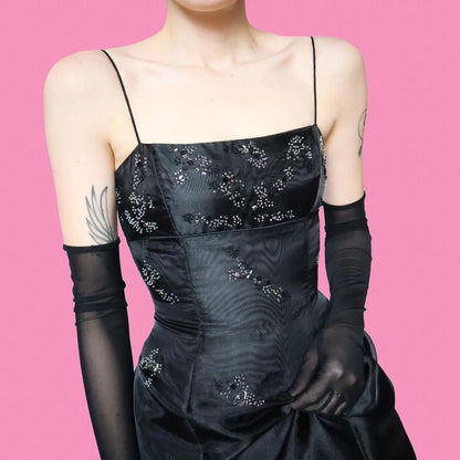 Black Morgan & Co organza a-line prom dress UK 12