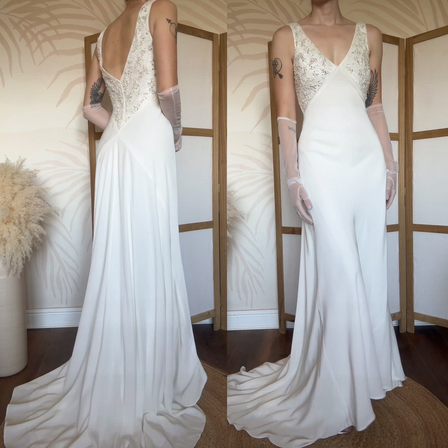 Ivory lace bust wedding dress uk 8