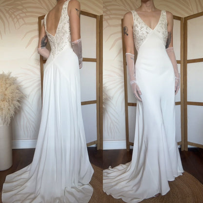 Ivory lace bust wedding dress uk 8