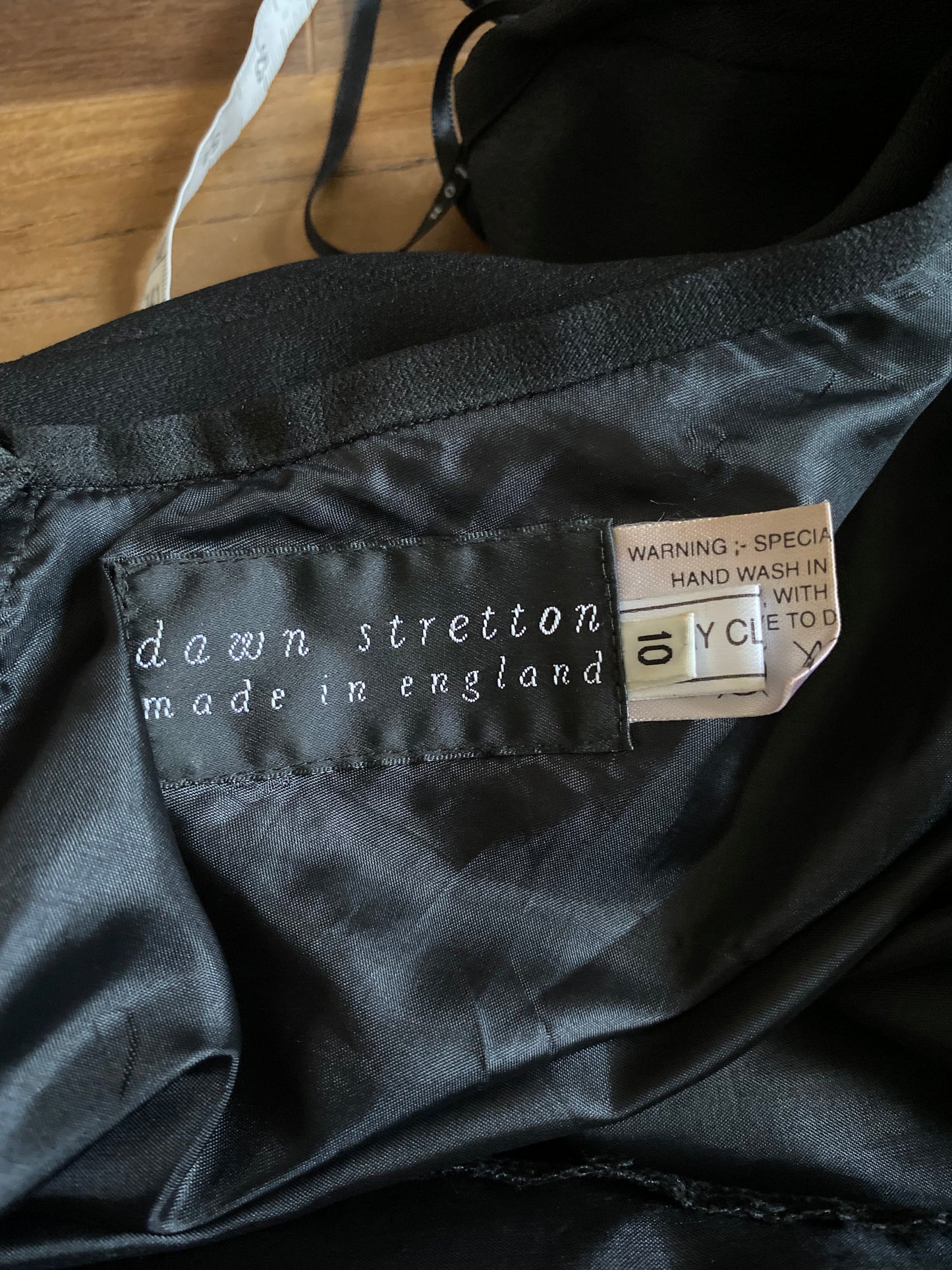 Dawn Stretton black open back evening dress UK 10