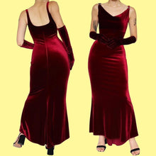 Load image into Gallery viewer, Debut Vintage Red Velvet Bodycon Dress UK 12
