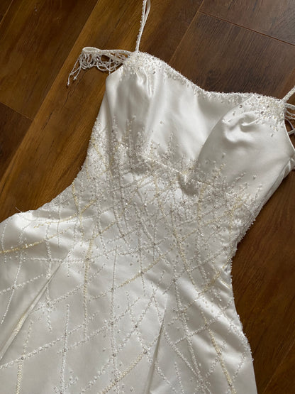 Maggie Sottero Couture ivory a-line beaded wedding dress uk 8