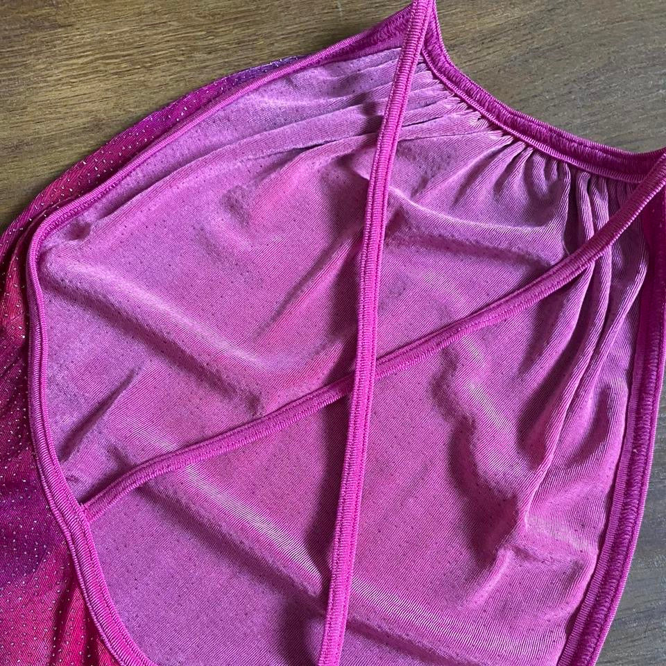 Bernshaw vintage pink & purple bodycon evening dress UK 10