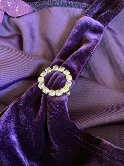 Purple Debut velvet stretch evening dress UK 10