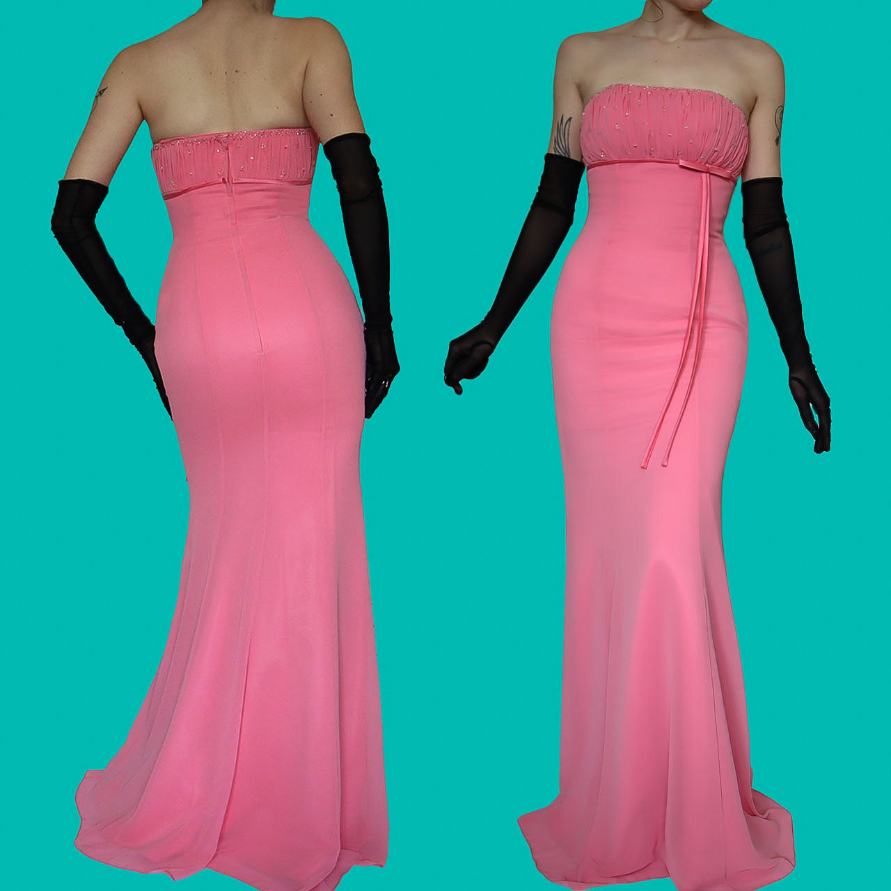 Bright coral Hilary Morgan evening gown UK 8