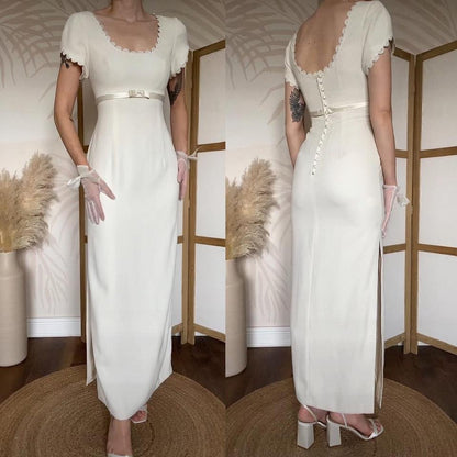 Cream short sleeve wedding dress uk 16/18
