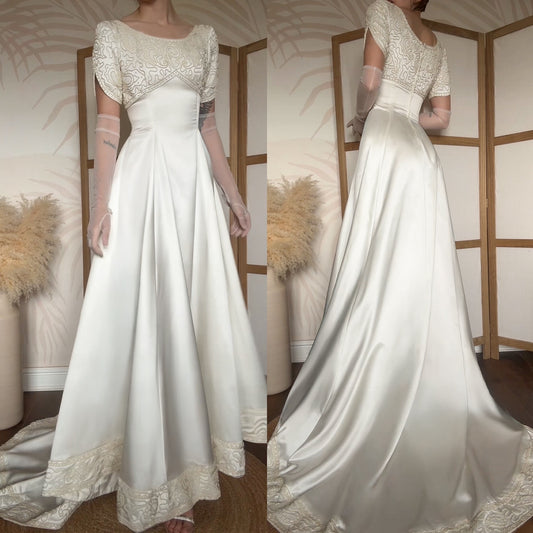 Hilary Morgan ivory satin wedding dress uk 12
