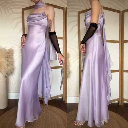 Lilac Tiffanys chiffon prom dress & shawl uk 10-12