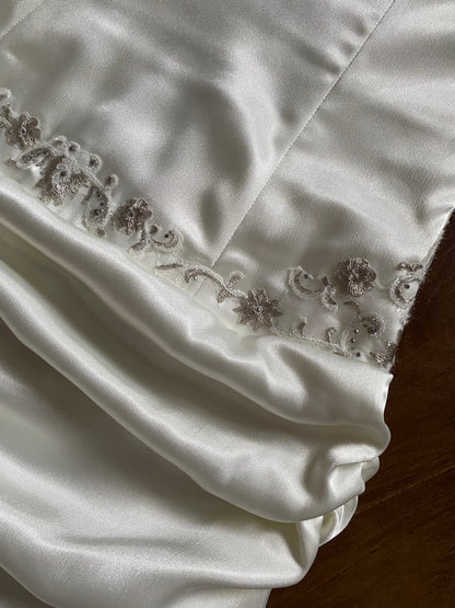Ivory Maggie Sottero Couture satin strapless wedding dress uk 10