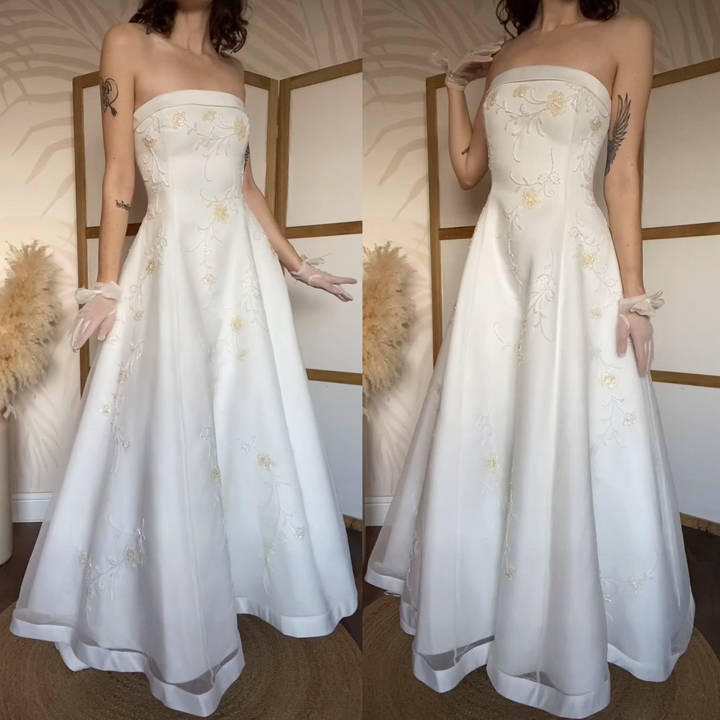 Romantica strapless a-line beaded wedding gown uk 12