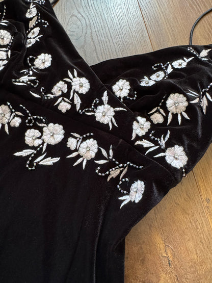 Betsy & Adam black velvet stretchy evening dress uk 10