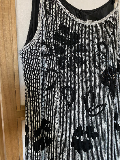 Black & white Serenade silk beaded gown uk 10-12