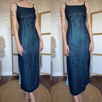 Debut sapphire beaded evening dress uk 12