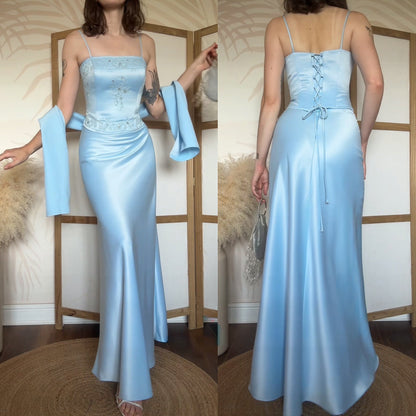 Yve London baby blue 3-piece prom set uk 8-10