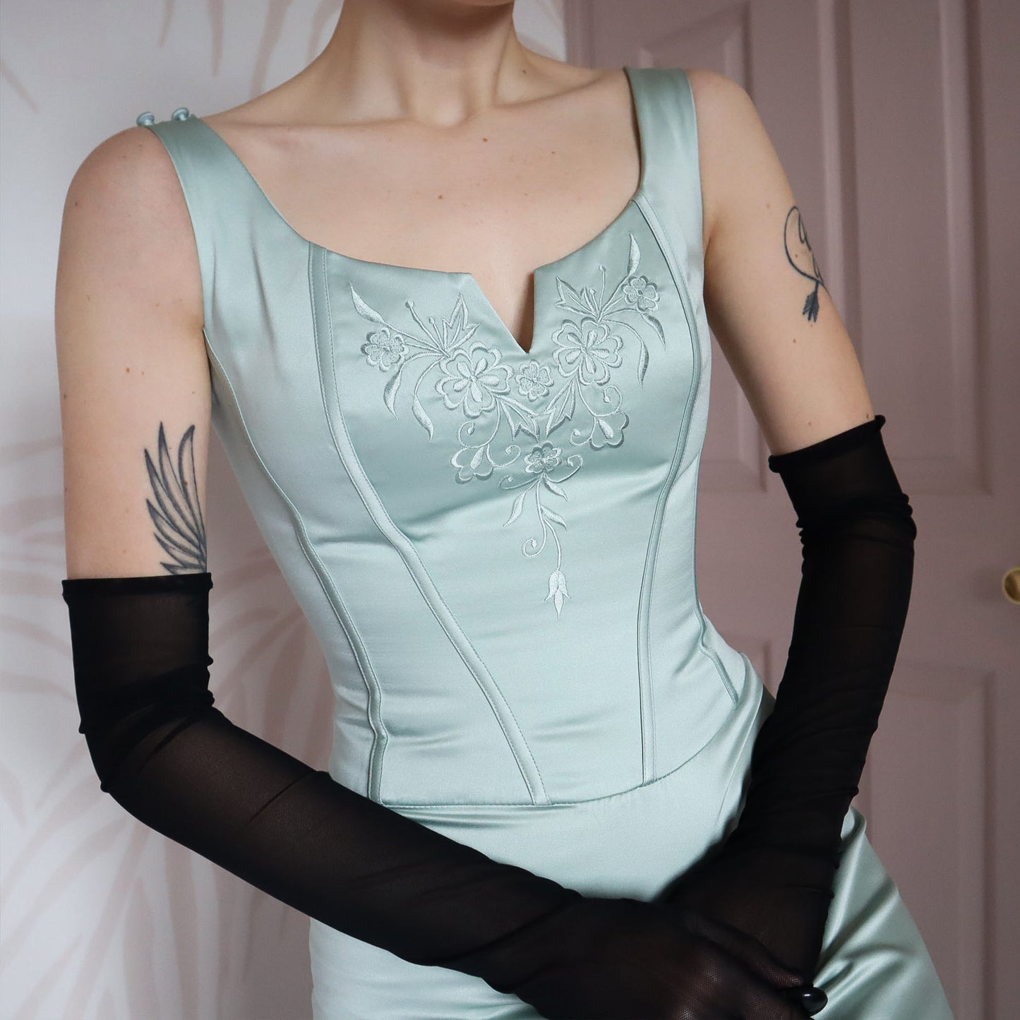 Light green a-line evening gown UK 8-10