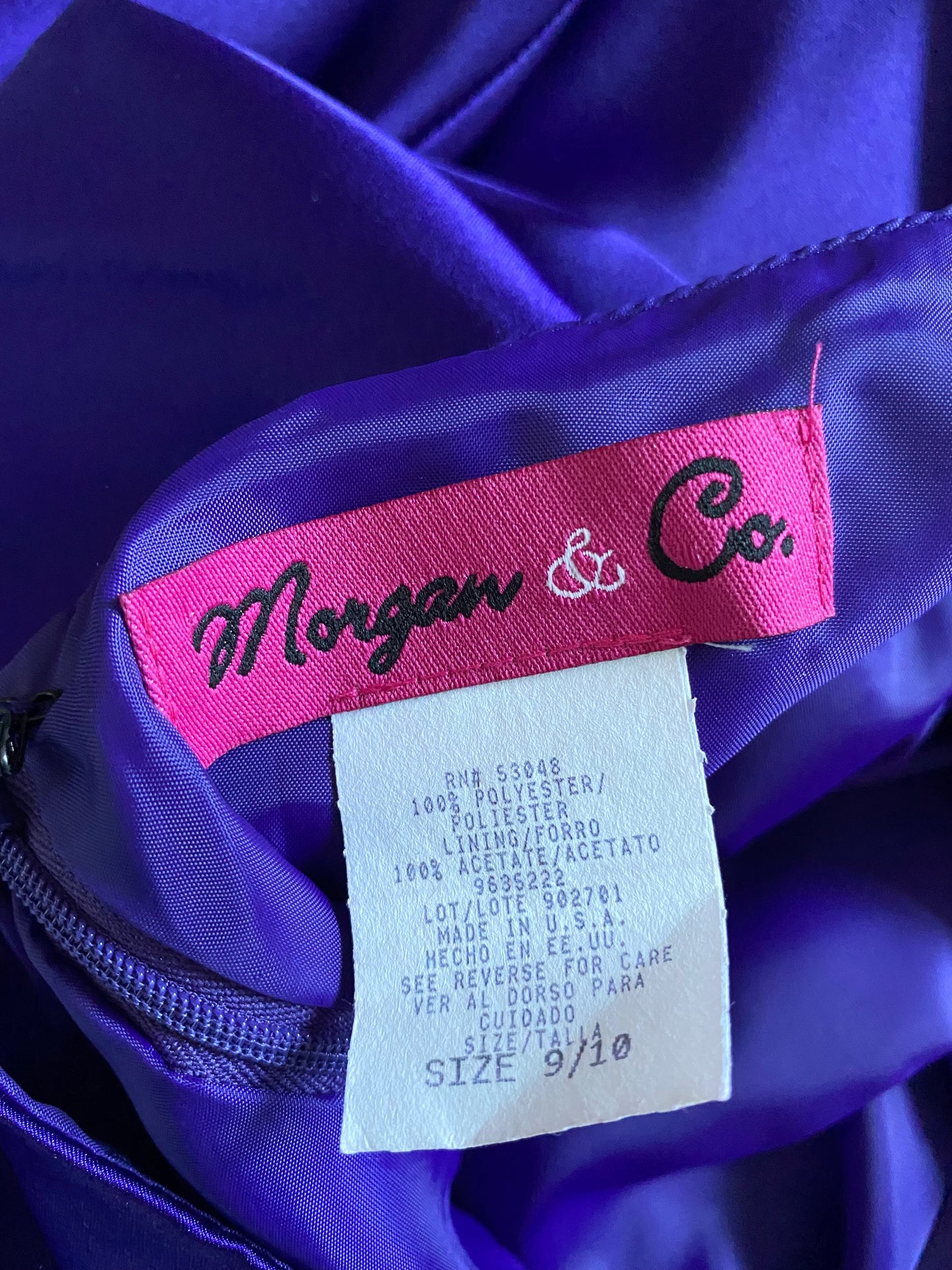 Purple satin halter neck evening gown UK 10