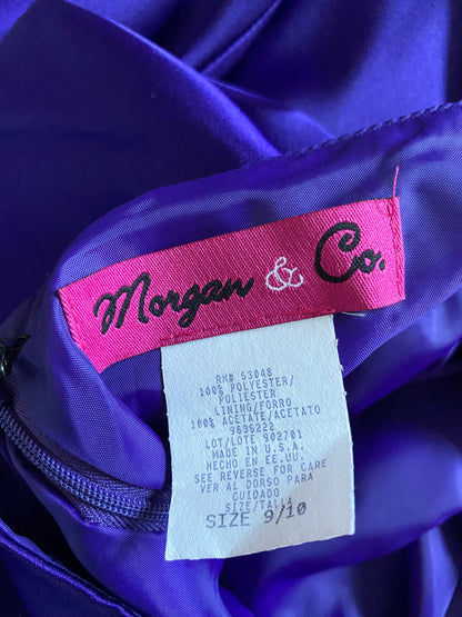 Purple satin halter neck evening gown UK 10