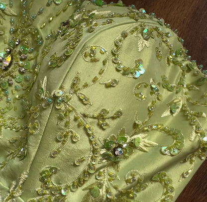 Green strapless a-line prom dress uk 10